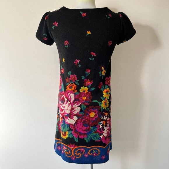 Yumi Kim Mini Dress Wool  Blend Mexican Floral Colorful Crochet Applique Sz S/M - Picture 2 of 11